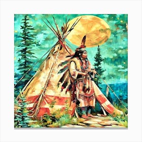 Indian Man With Teepee-Drucke 09.12.2024--14cebb Canvas Print