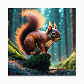 Red Squirrel In The Forest 13 Canvas Print