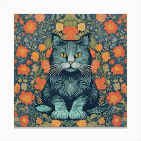 morris Cat In Flowers Canvas Print