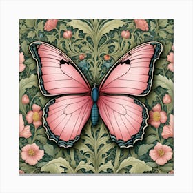 Pink Butterfly william morris inspired art Canvas Print