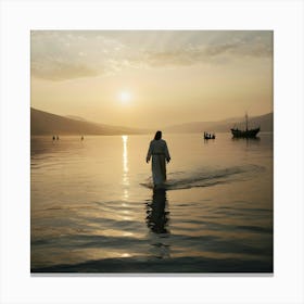 Jesus Walking In The Water 5 Canvas Print