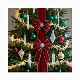 Christmas Tree With Bows Canvas Print