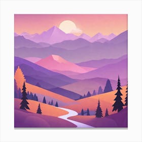 Misty mountains background in purple tone 18 Canvas Print