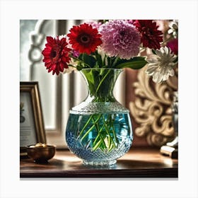 Blue Vase With Flowers 1 Canvas Print