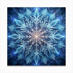 Large Snowflake In A Blue Space Canvas Print