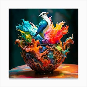 Firefly Baroque, Colorful, Paint, Pot, Infinite, Bright, Colors, Flow, Iridescent, Bird, Magic, Eyes (9) Canvas Print