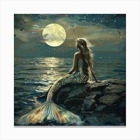 Stockcake Mermaid Moonlight Vigil 1718939436 Canvas Print