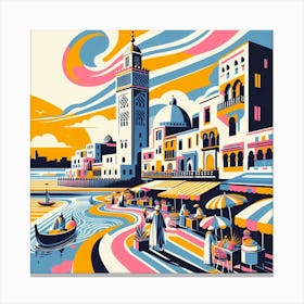 Morocco City, Marrakech Travel Poster Canvas Print