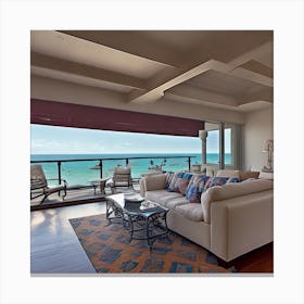 Living Room With Ocean View Canvas Print