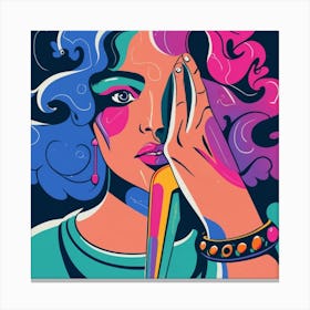 Girl With Colorful Hair Canvas Print