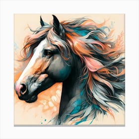 Colorful Horse Head Portrait Drawing 1 Canvas Print