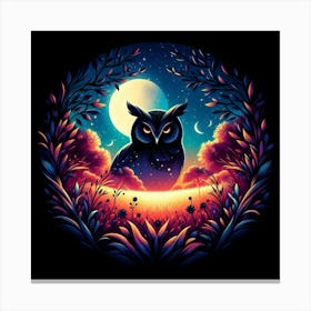 Owl In The Night Canvas Print