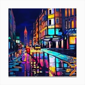 Night Scenes In The City Canvas Print