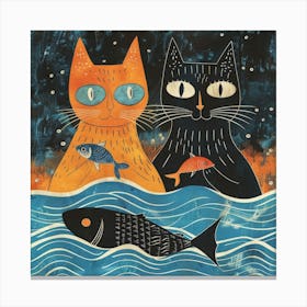 Cats In The Water Canvas Print