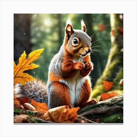 Squirrel In Autumn 10 Canvas Print