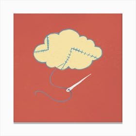 Cloud Stitches Needle Thread Painting Surreal Cartoon Canvas Print