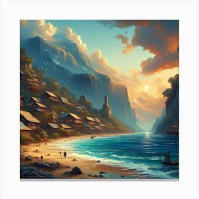 Beachside Town 1 Canvas Print