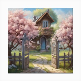 Cherry Blossom House Canvas Print