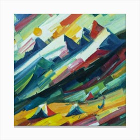 People camping in the middle of the mountains oil painting abstract painting art 17 Canvas Print