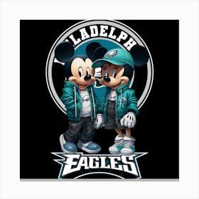 Mickey And Minnie Philadelphia Eagles Canvas Print