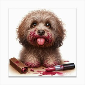 Dog With Lipstick 2 Canvas Print