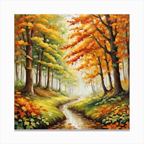 Forest In Autumn In Minimalist Style Square Composition 129 Canvas Print