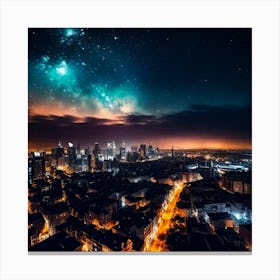 Night Sky Over City 4 Canvas Print