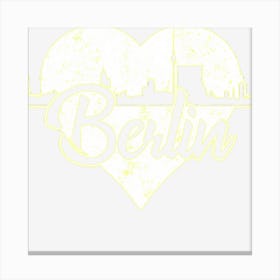 Retro Berlin Germany Skyline Heart Distressed Canvas Print