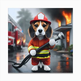 Beagle Firefighter~Reimagined 3 Canvas Print