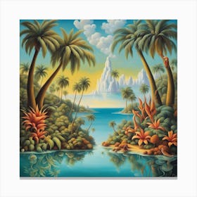 Palm Trees In The Water Canvas Print