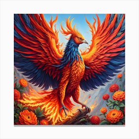 Feathers Aflame: Journey Through Fire Wonderland Canvas Print