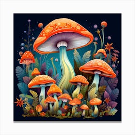 Mushrooms In The Forest 38 Canvas Print