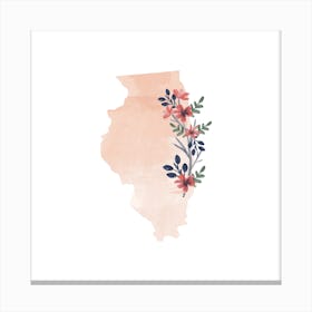 Illinois Watercolor Floral State Canvas Print