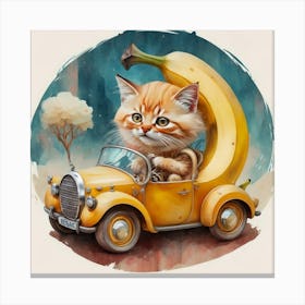 Cat In A Car Canvas Print