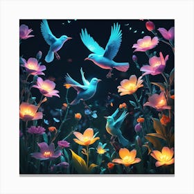 Birds And Flowers Canvas Print