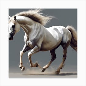 White Horse Galloping Canvas Print