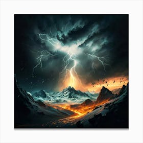 Impressive Lightning Strikes In A Strong Storm 7 Canvas Print