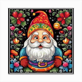 Gnome With Flowers Christmas Canvas Print
