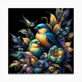Birds And Flowers 3 Canvas Print