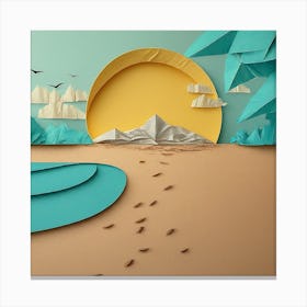 Image Fx Origami Landscape Of A Tropical Beach Canvas Print
