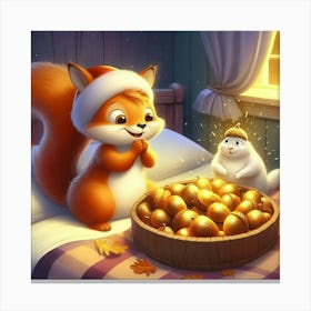 Santa Squirrel Wall. ART Canvas Print