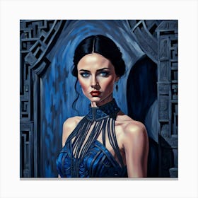 Woman In A Blue Dress Canvas Print