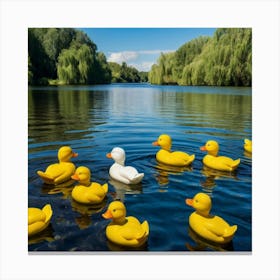 Rubber Ducks In The Water Canvas Print