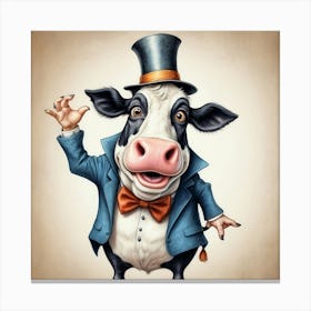 Cow In A Top Hat 2 Canvas Print