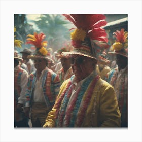 Men In Colorful Costumes Canvas Print