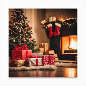 Christmas Tree With Presents Canvas Print