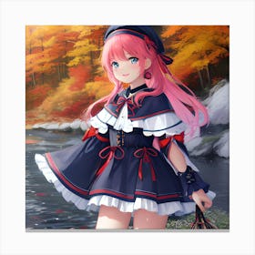 Anime Girl With Pink Hair 4 Canvas Print