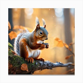 Squirrel In Autumn 5 Canvas Print