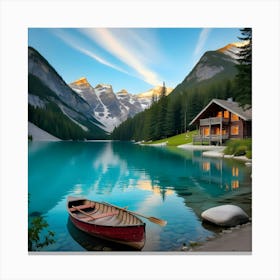 An Image Of A Serene Mountain Lake 1 Canvas Print