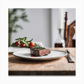 Steak On A Plate 1 Canvas Print